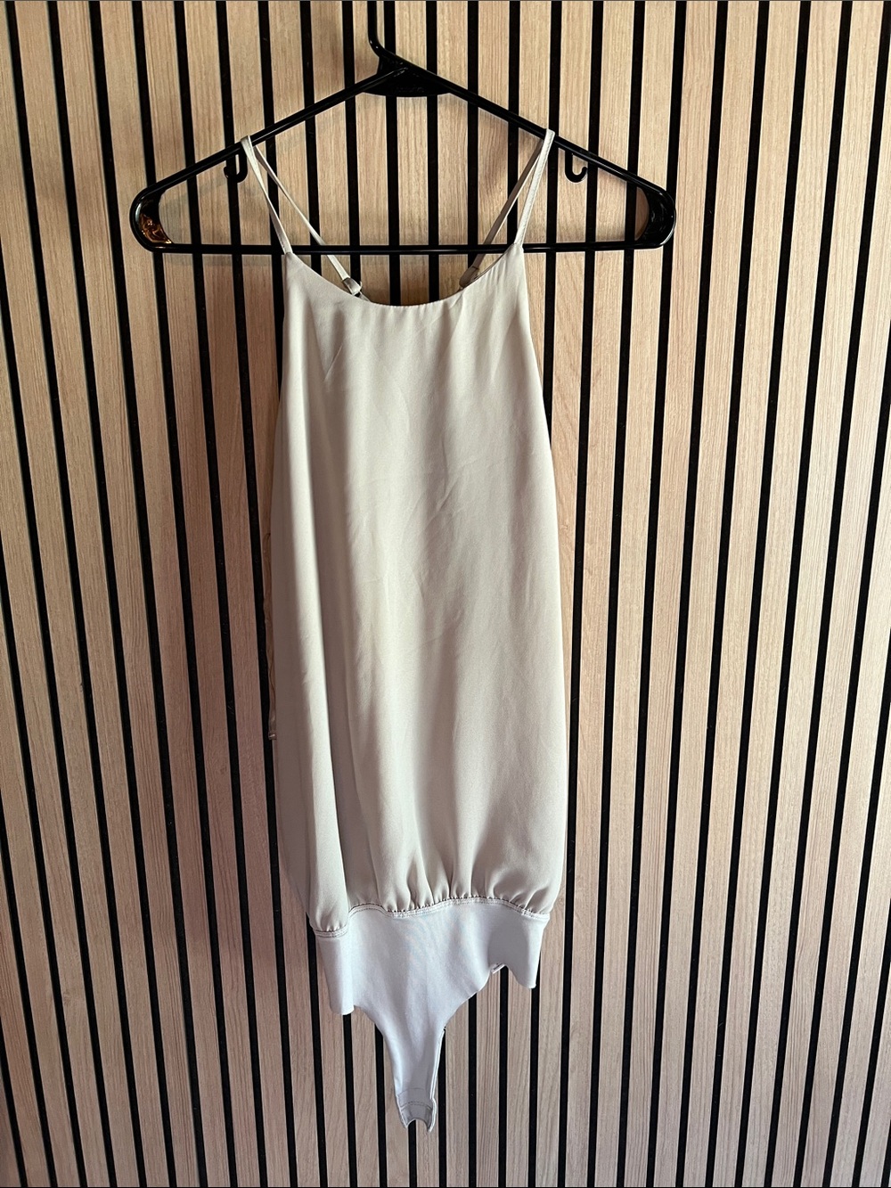 Sleeveless White Satin Bodysuit Top - Women